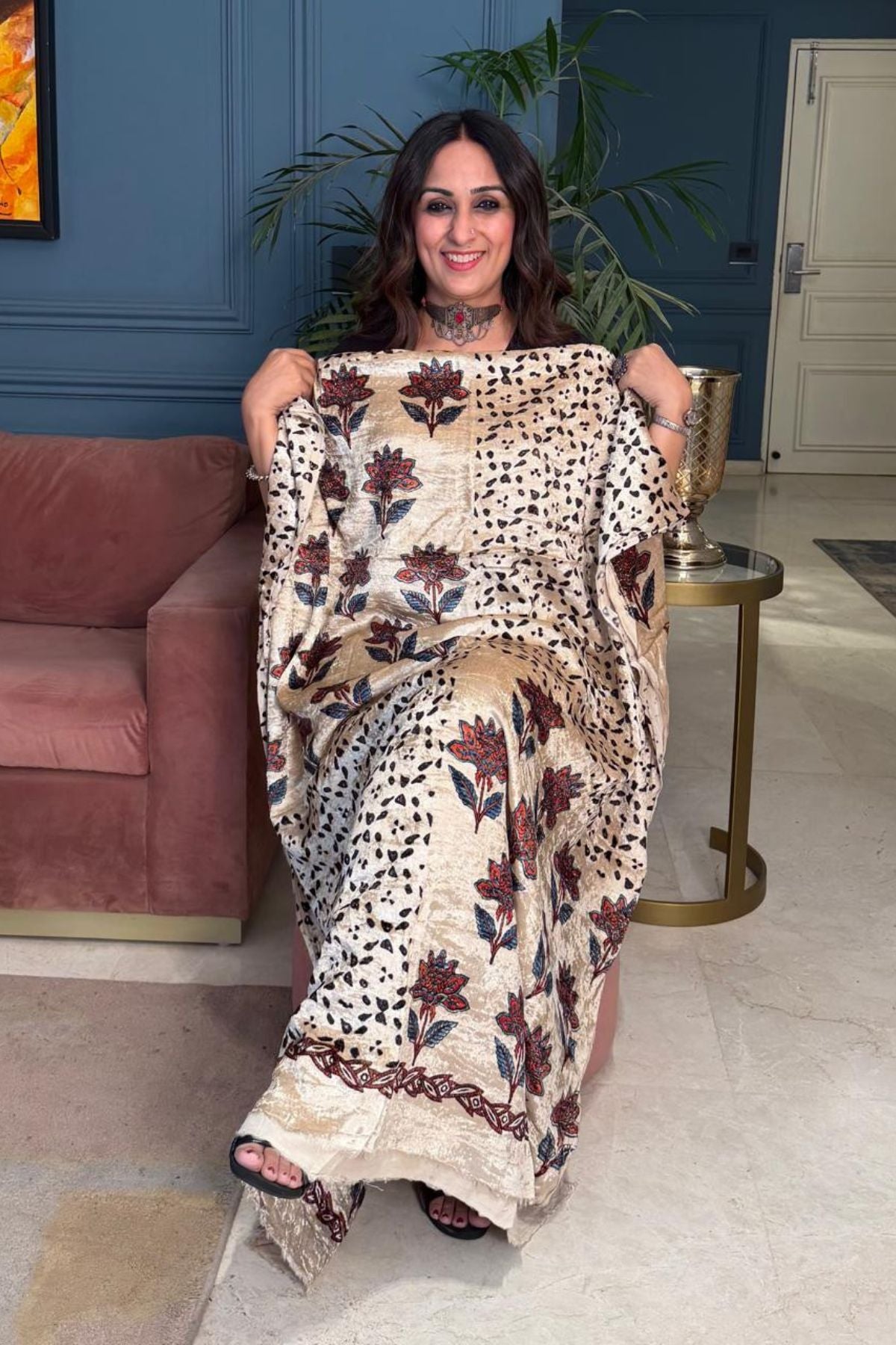 Ajrakh art on velvet (kurta only)